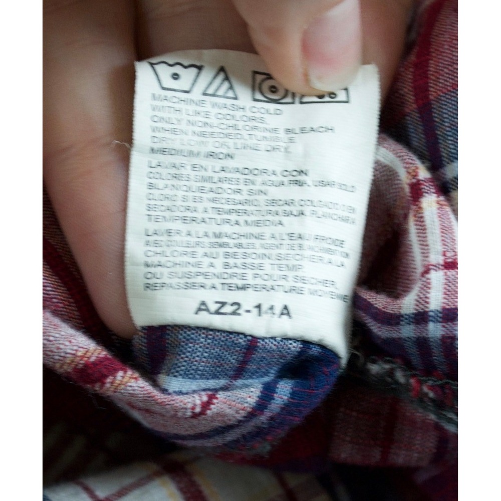 Wrangler Retro Men L Large Tall Pearl Snap Western Plaid Shirt Maroon Blue - Picture 7 of 7